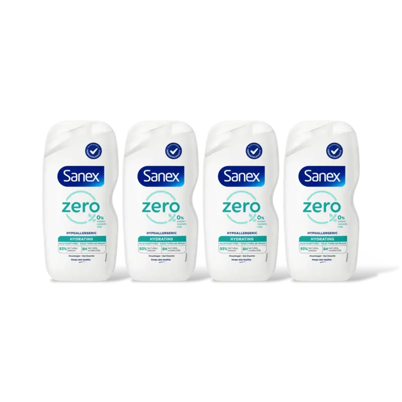 Sanex Zero% hydra douchegel alle huidtypes 4pk