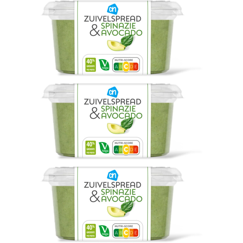 AH Zuivelspread spinazie avocado 3-pack
