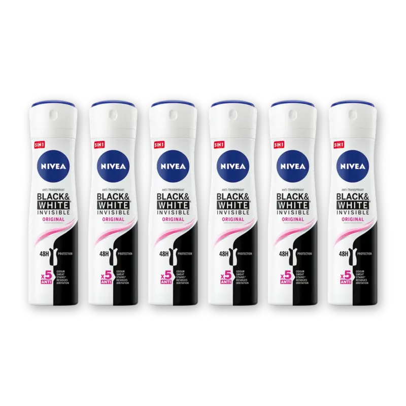 NIVEA Black & white org deodorant spray 6-pack