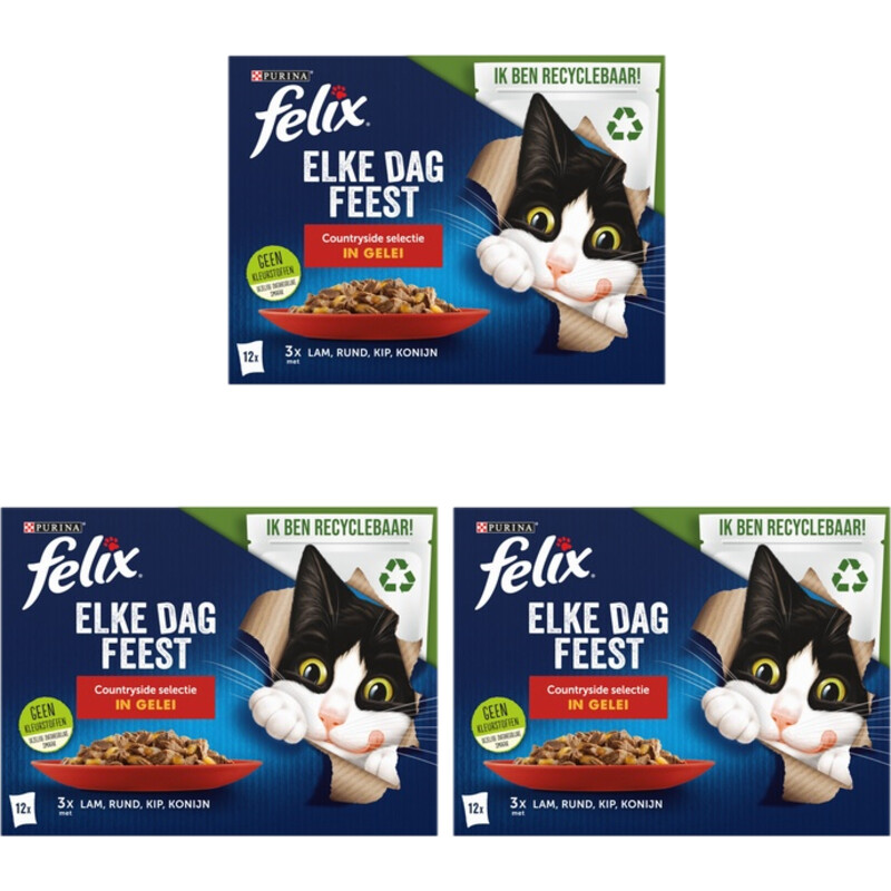 Een afbeelding van Felix Elke dag feest countryside gelei 3-pack