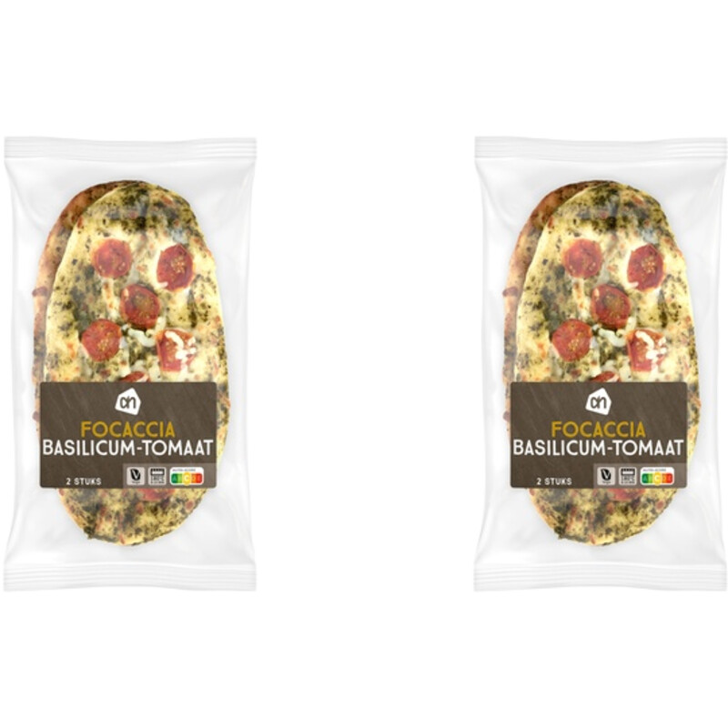 Een afbeelding van AH Focaccia basilicum tomaat 2-pack
