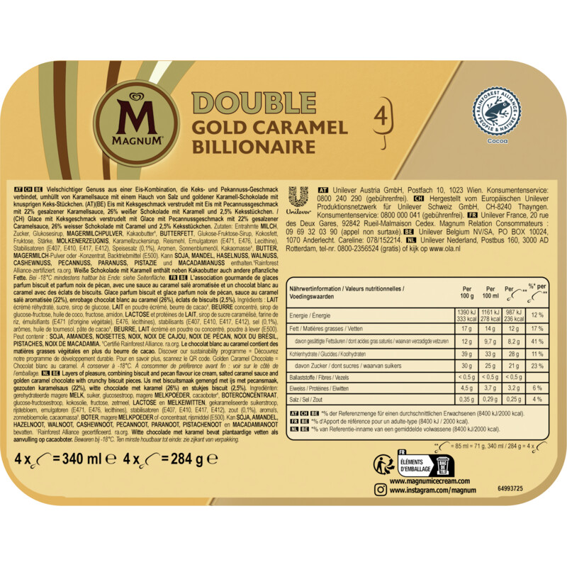 Een afbeelding van Magnum Double gold caramel billionaire