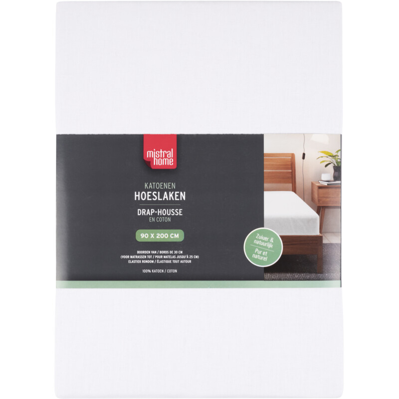 Tutti Mistral Home Hoeslaken uni white 90x200cm