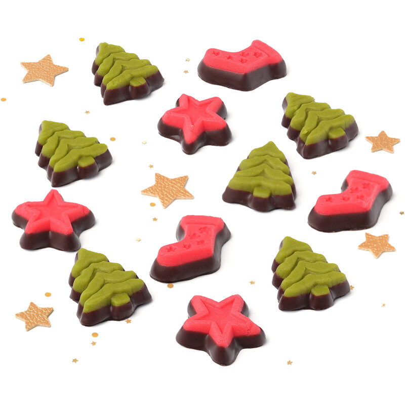 Een afbeelding van AH Excellent Marsepeinfiguurtjes pure chocolade