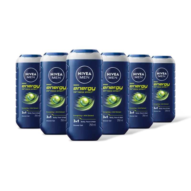 Men energy douchegel 3-in-1 met mint 6pk