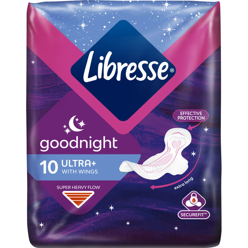 Een afbeelding van Libresse Goodnight ultra+ wings maandverband