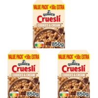 Een afbeelding van Quaker cookies & cream value pack 3-pack