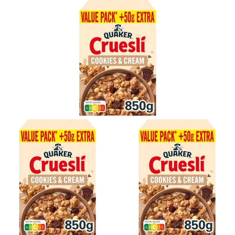 Een afbeelding van Quaker cookies & cream value pack 3-pack