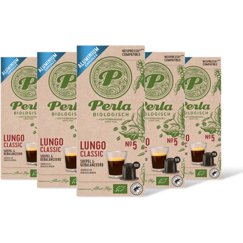 Perla Biologisch Lungo classic capsules 5-pack
