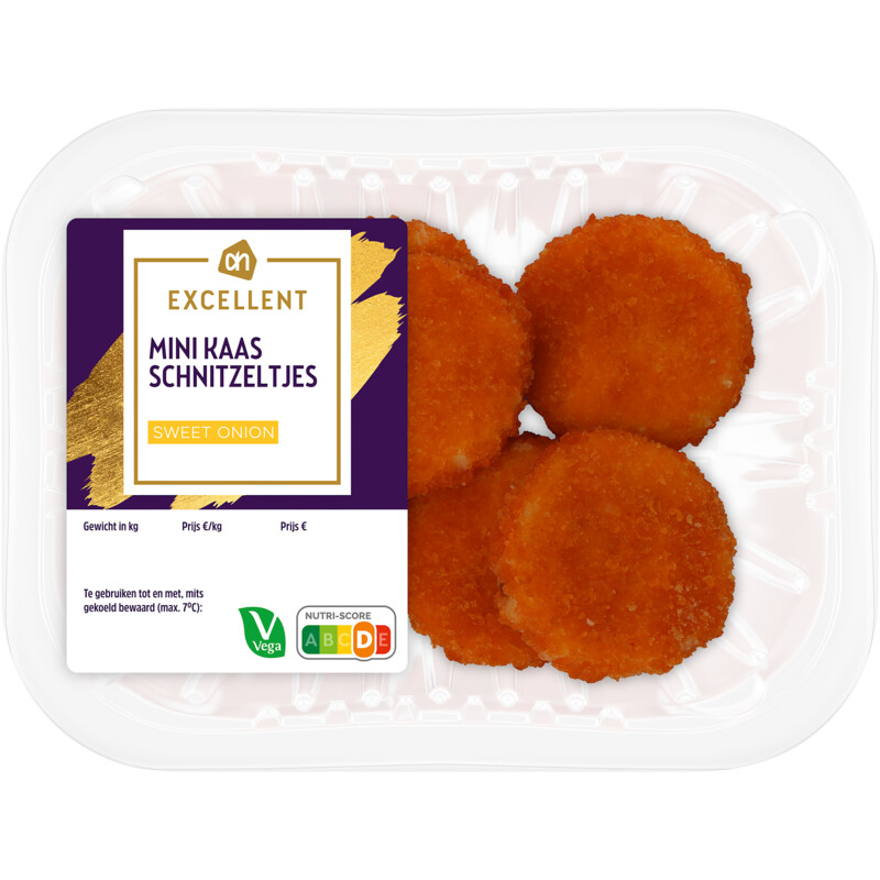 Een afbeelding van AH Excellent Mini kaasschnitzeltjes sweet onion