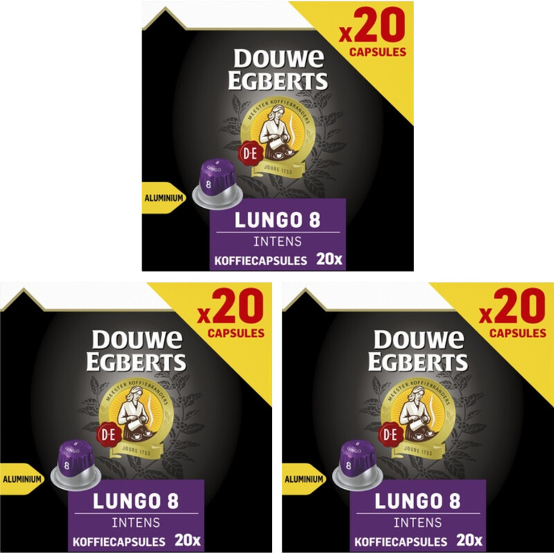 Een afbeelding van Douwe Egberts Lungo intens capsules 3-pack