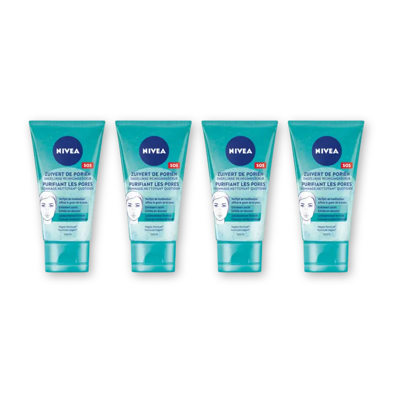 NIVEA Dagelijkse reinigingsscrub 4-pack
