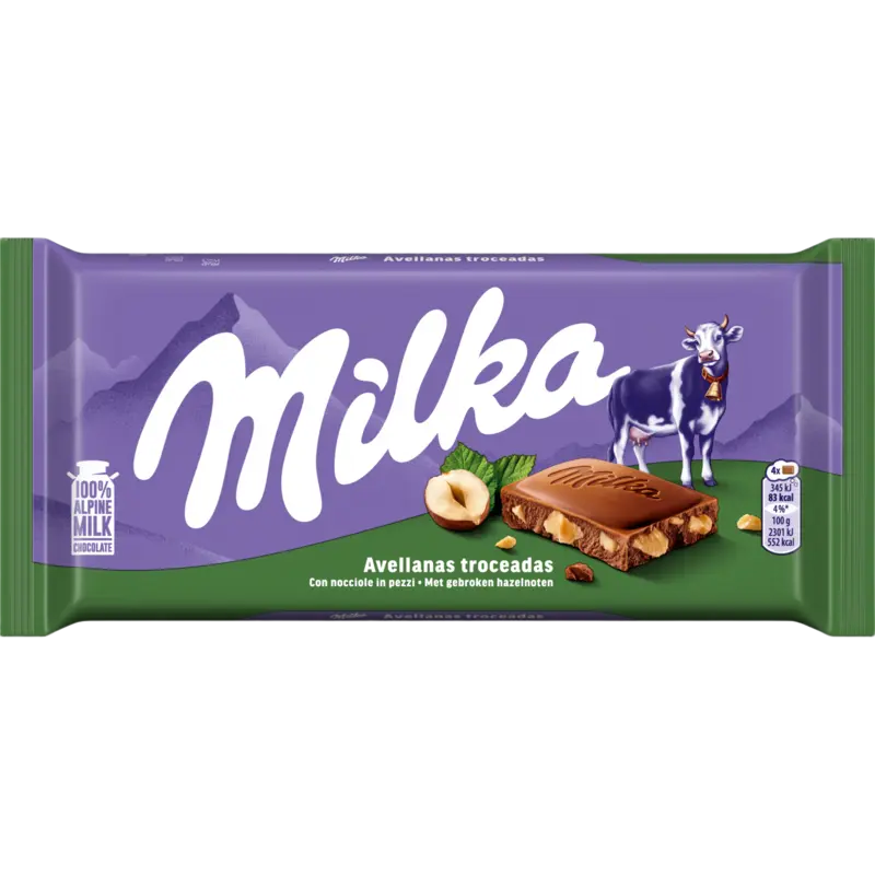 chocoladereep met gebroken hazelnoten