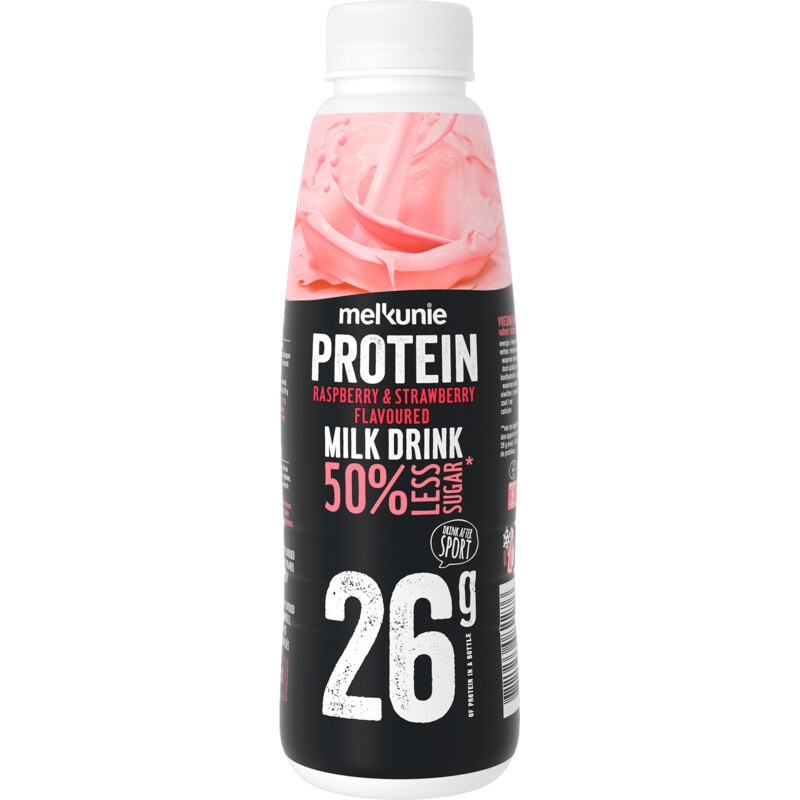 Een afbeelding van Melkunie Protein framboos & aardbei melkdrank
