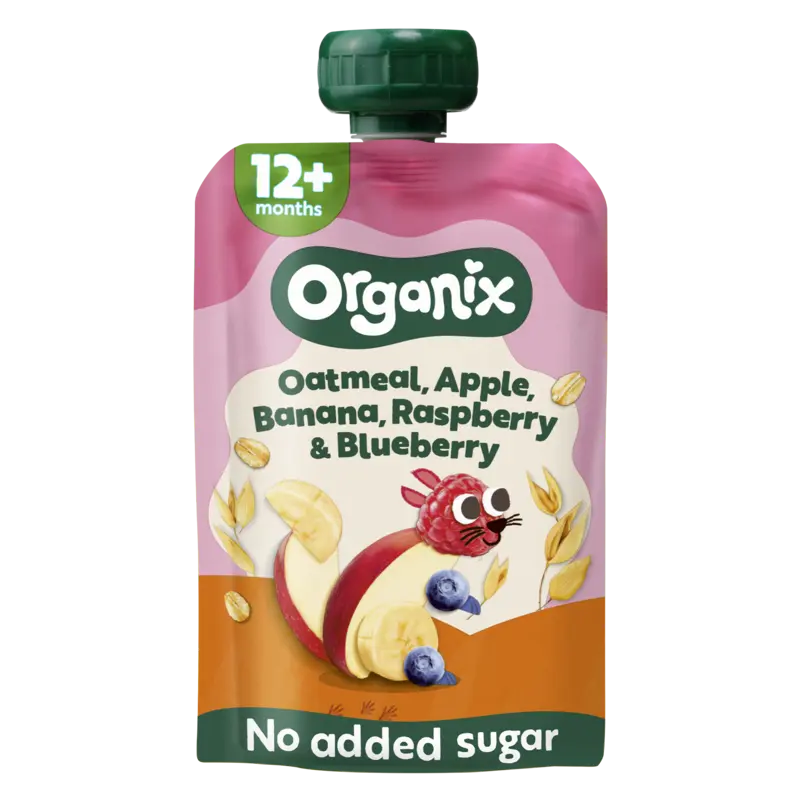 Just oatmeal-apple banana, raspberrry bleuberry 12+ maanden