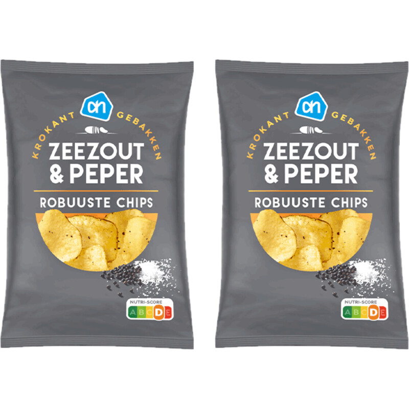 Een afbeelding van AH Robuuste chips zeezout & peper 2-pack