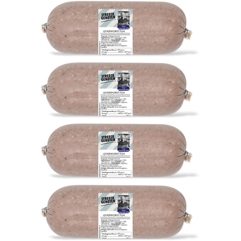 Streeckgenoten Groningse leverworst fijn 4-pack