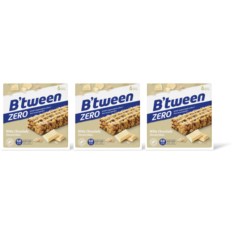 Hero B'tween mueslireep zero wit chocolad 3pk