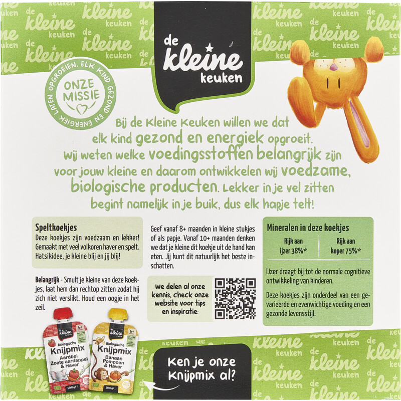 Een afbeelding van De Kleine Keuken Biologische speltkoekjes 8m+