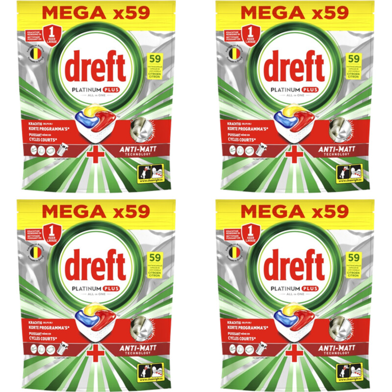 Een afbeelding van Dreft Platinum+ vaatwastabletten citroen 4-pck