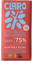 Claro Reep 75% dark cacao nibs & seasalt