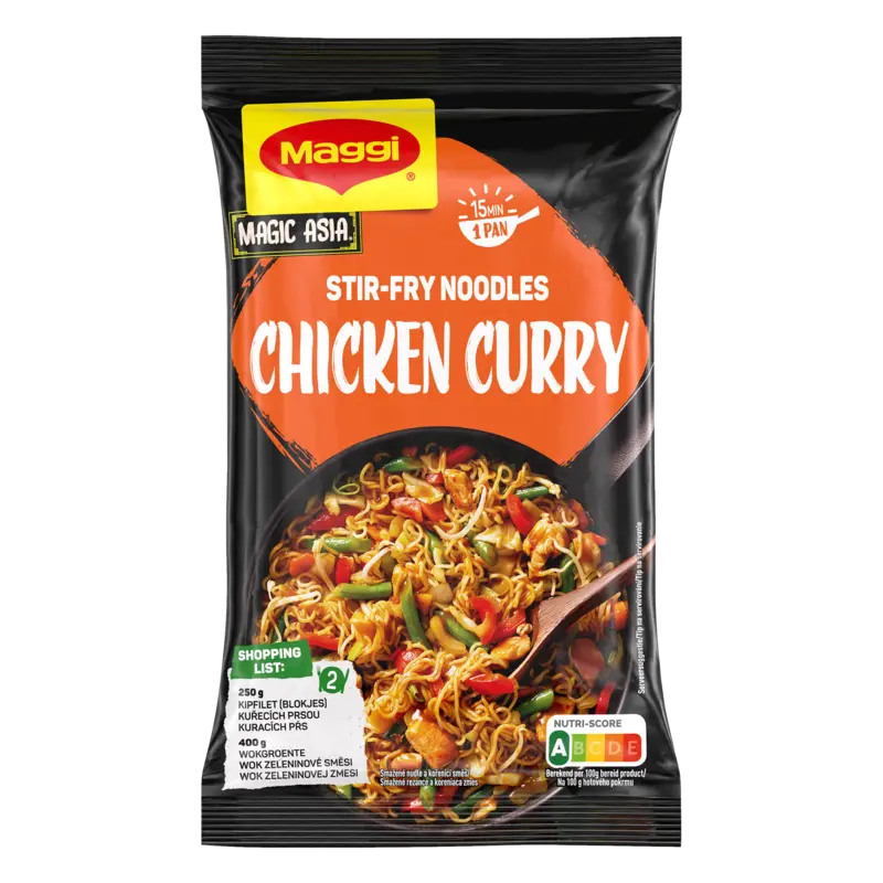 Stir-fry noodles chicken curry