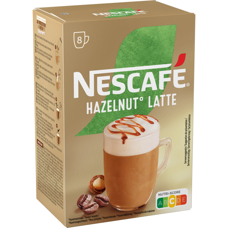 Een afbeelding van Nescafé Hazelnut latte oploskoffie