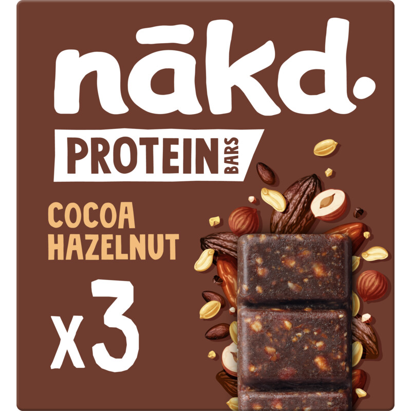 Een afbeelding van Nakd. Protein bars cocoa hazelnut