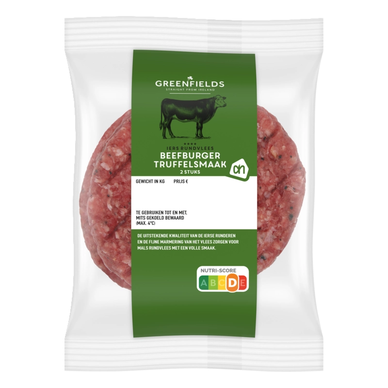 AH Greenfields Beefburger truffelsmaak 2 stuks