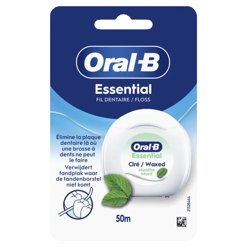 Essential Floss - Verwijdert Tandplak - Gewaxte Flosdraad - Muntsmaak 50m