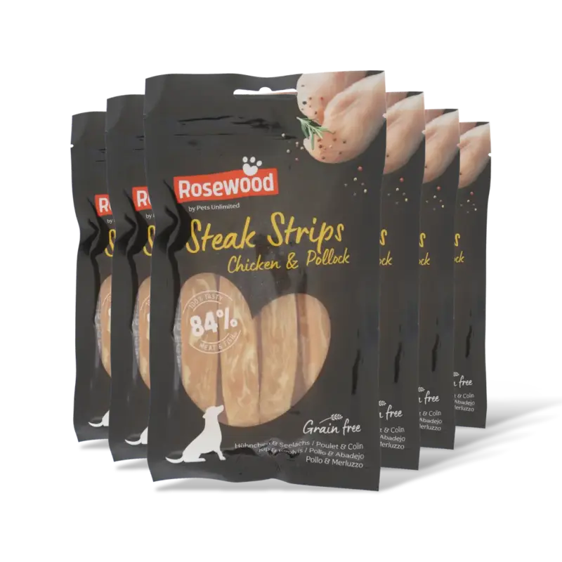 Rosewood Steak strips chicken & pollock 6-pack