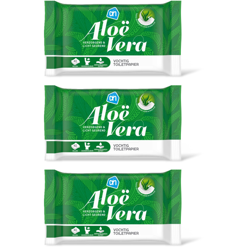 AH Vochtig toiletpapier alo vera 3-pack