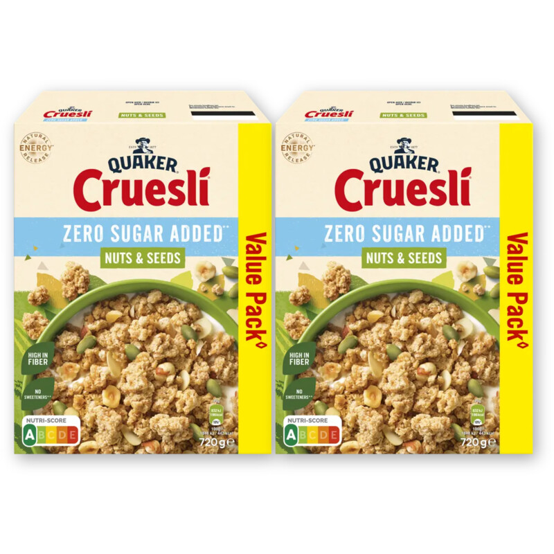 Quaker Cruesli nuts & seeds zsa 2-pack