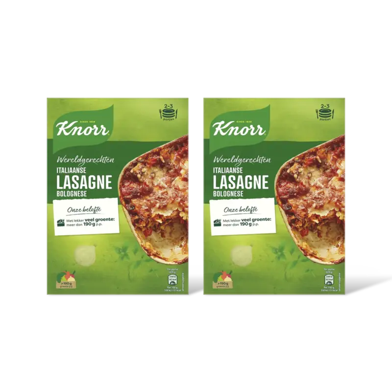 Knorr Wereldgerechten lasagne bolognese 2-pack