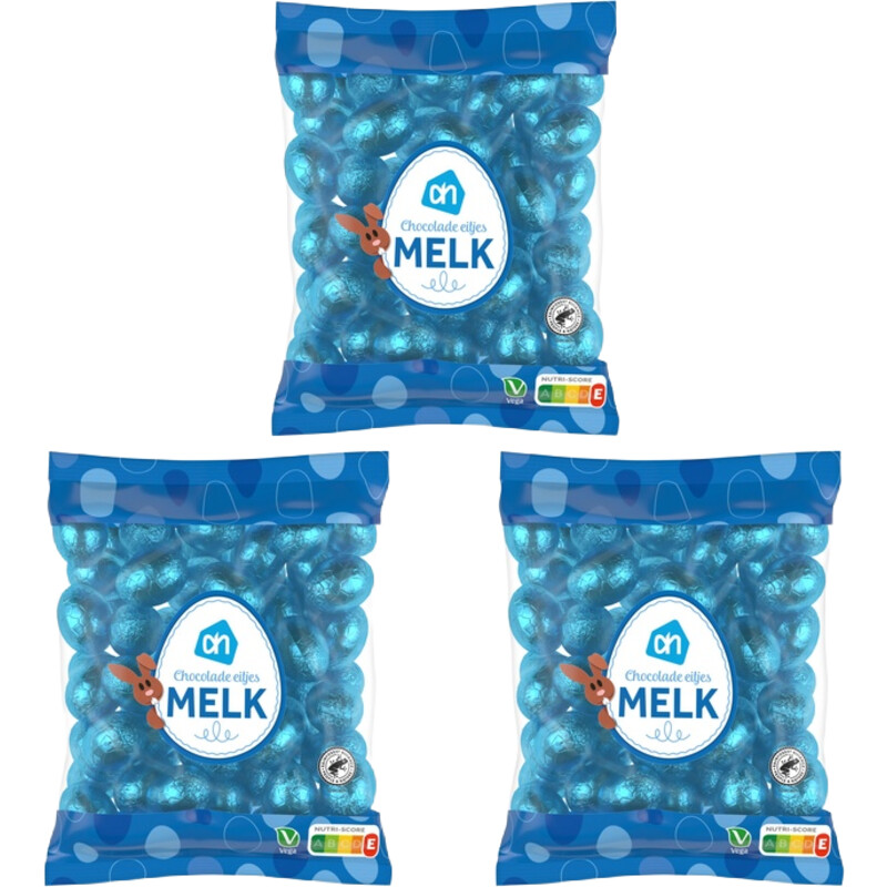 Een afbeelding van AH Chocolade eitjes melk 3-pack