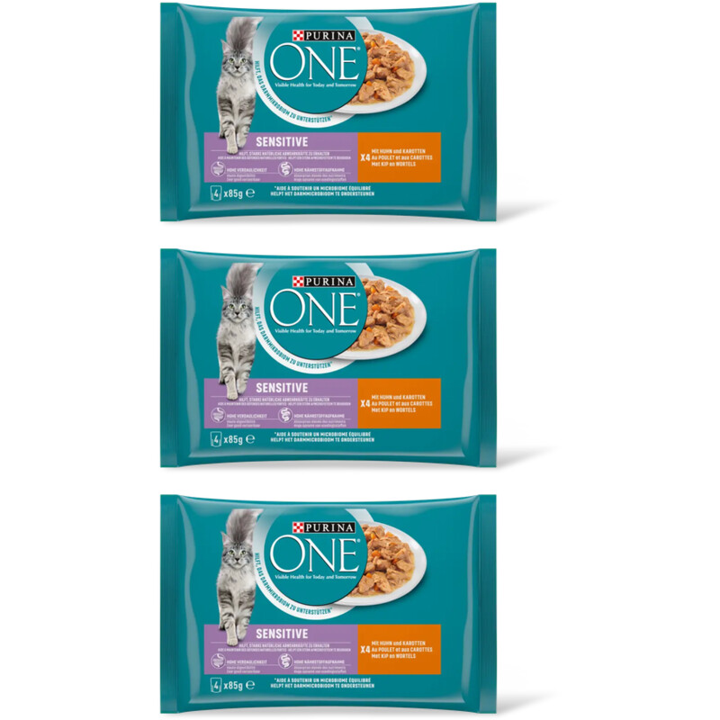 Purina ONE Sensitive met kip en wortels 3-pack