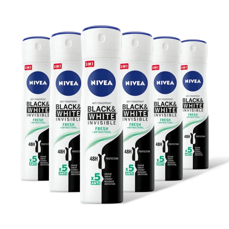NIVEA Black & white fresh deodorant spray 6-pk