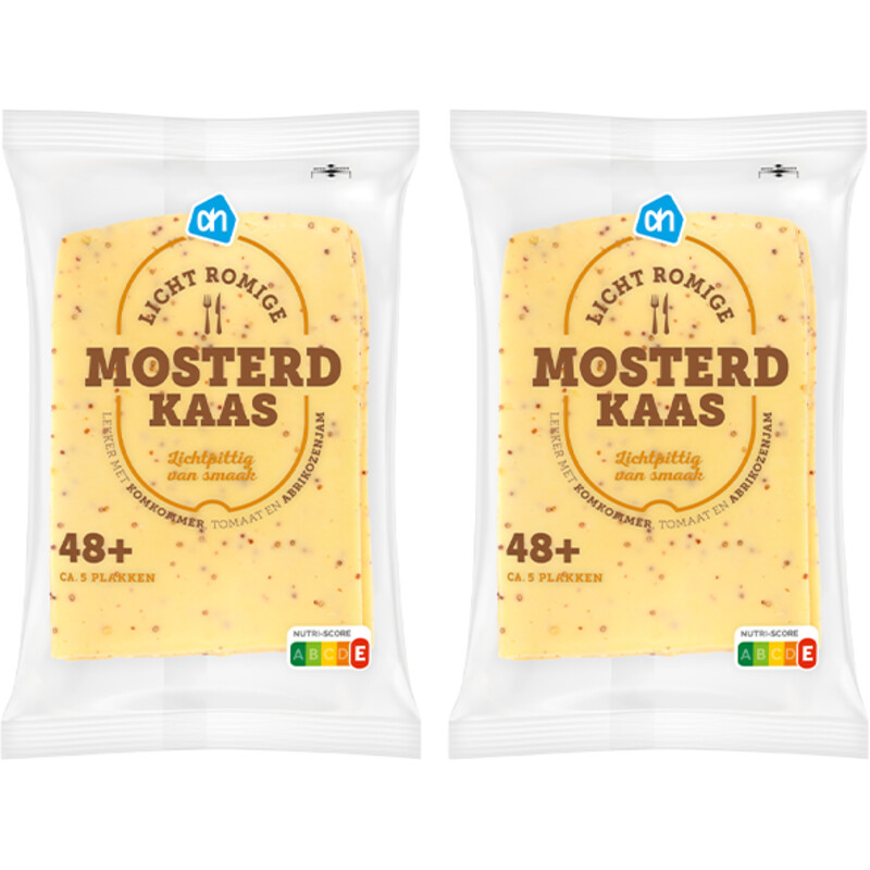 Een afbeelding van AH Licht romige mosterdkaas 45+ plak 2-pack