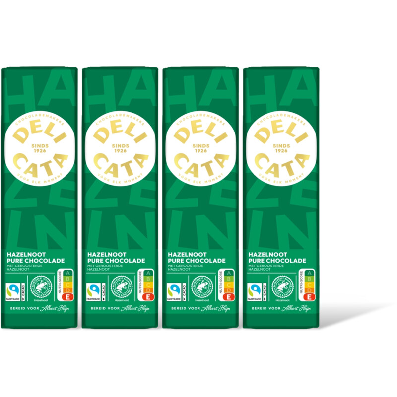 Delicata Reep pure chocolade hazelnoot 4 pack