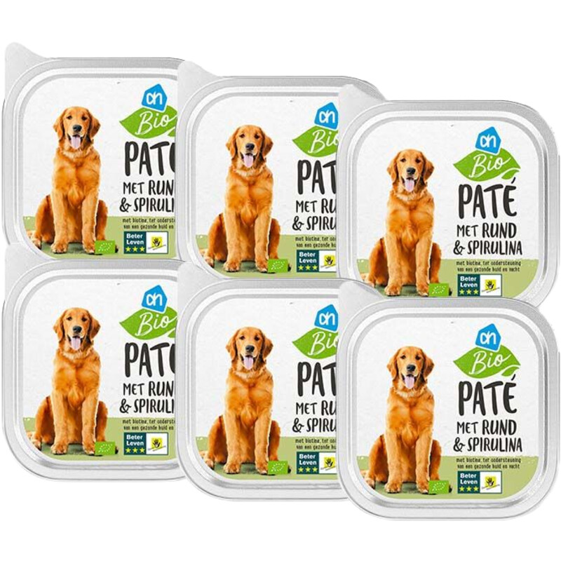 Een afbeelding van AH Biologisch pate met rund 6-pack