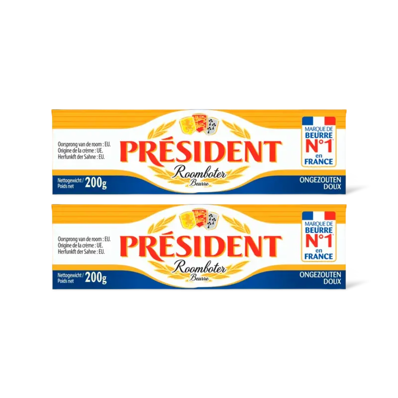 Président Roomboter ongezouten 2-pack