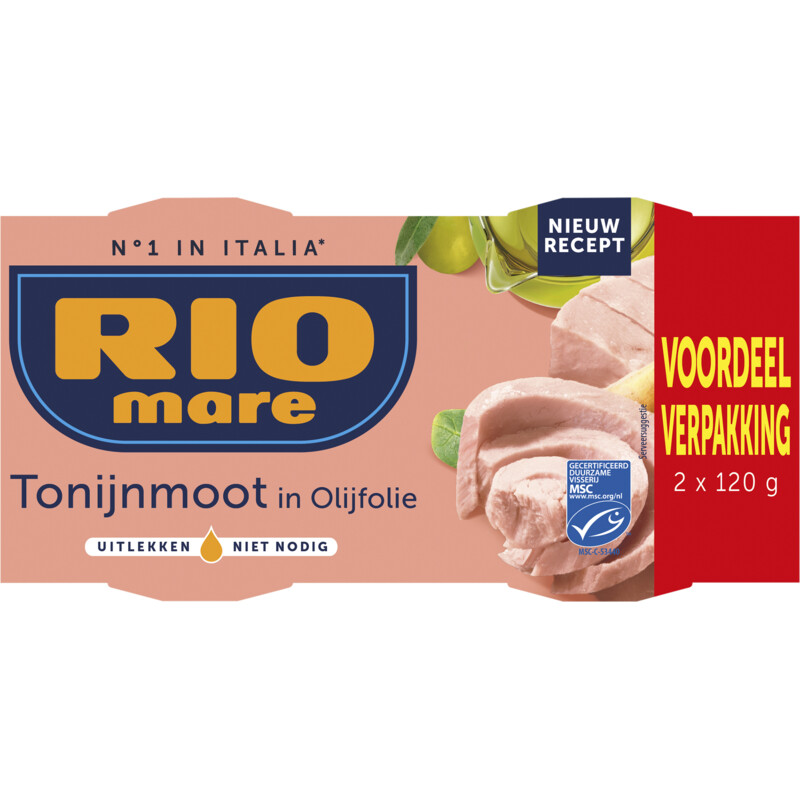 Een afbeelding van Rio Mare Tonijnmoot in olijfolie 2-pack
