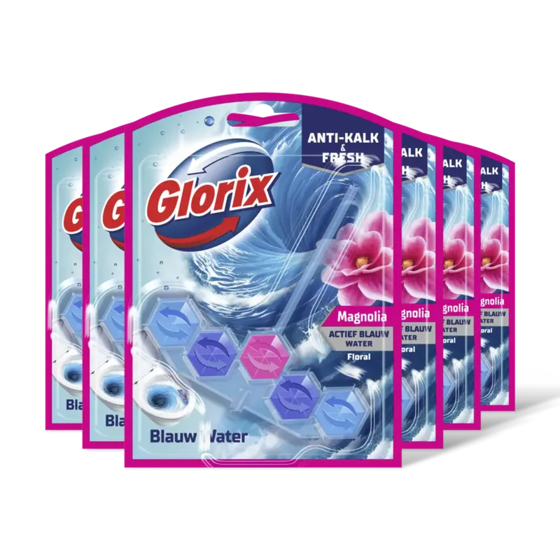 Glorix Pink magnolia blauw water wc-blok 6-pack