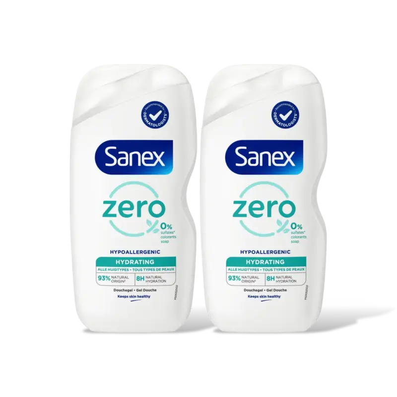 Sanex Zero% hydra douchegel alle huidtypes 2pk