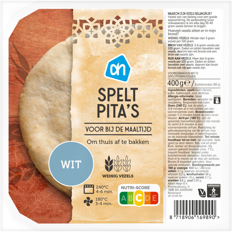 Een afbeelding van AH Spelt pita's