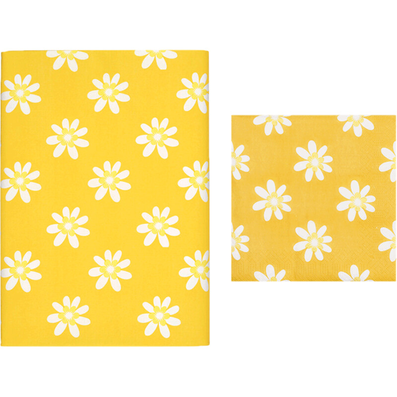 Een afbeelding van AH Gele bloem tafellaken en servet pakket