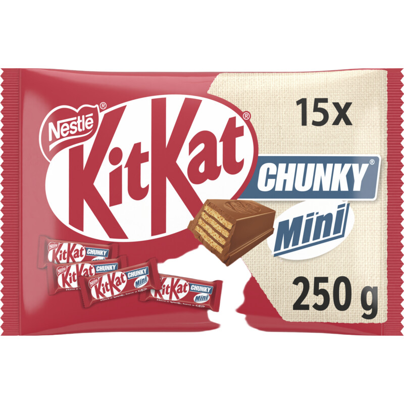 Een afbeelding van Kitkat Chunky mini melkchocolade uitdeelzak