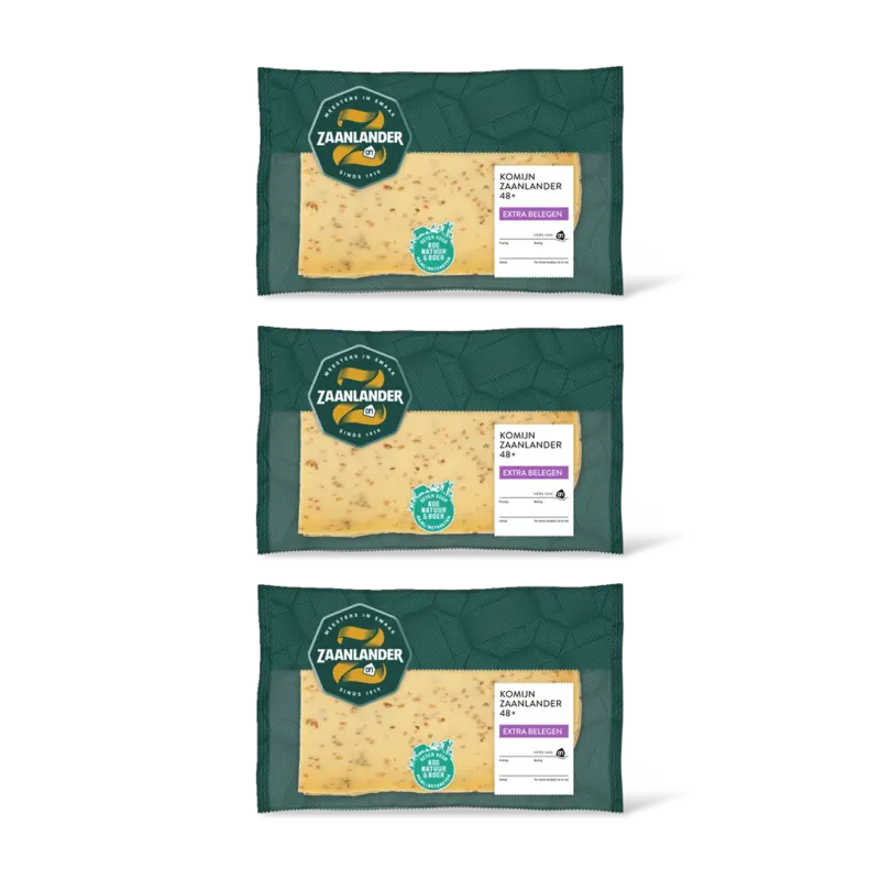 AH Zaanlander Extra belegen 48+ komijn plakken 3-pack