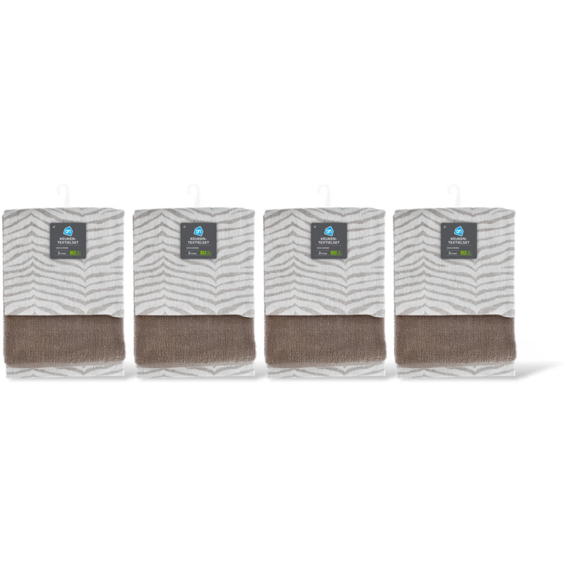 AH Keuken- en theedoek taupe set van 2 4-pk