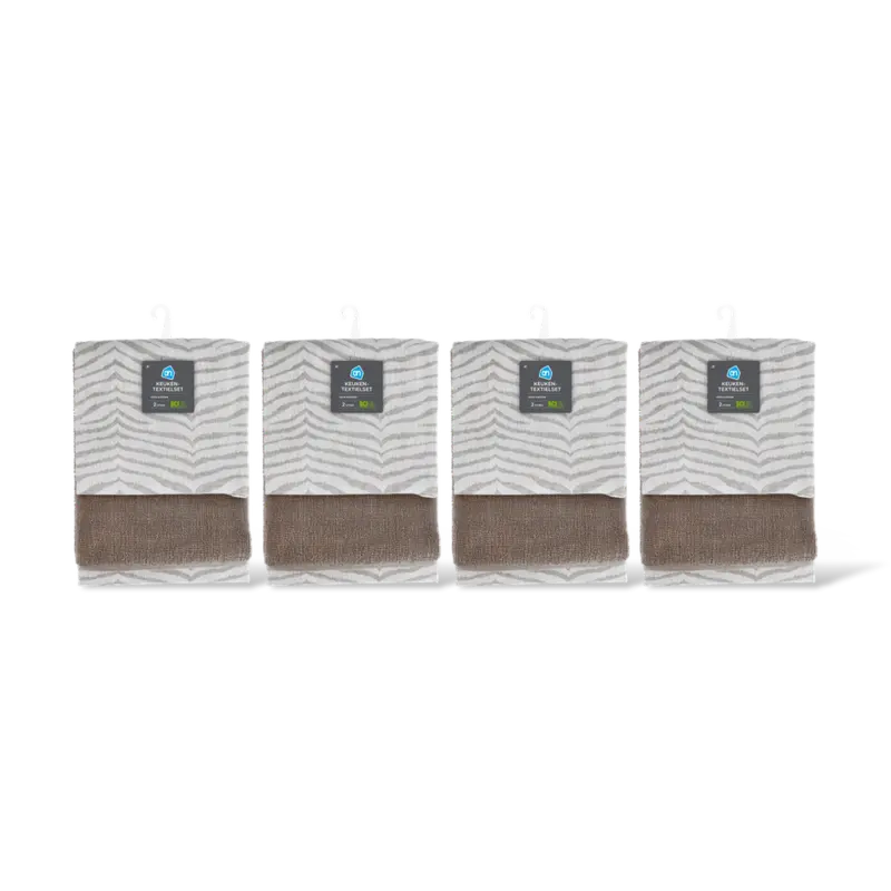 AH Keuken- en theedoek taupe set van 2 4-pk